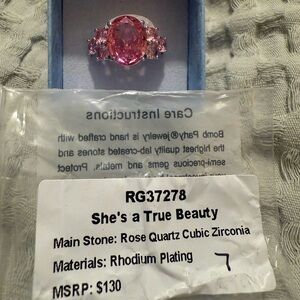 BP RG37278 “She's a True Beauty”Rose Quartz CZ Rhodium Plating Size 7 NWT